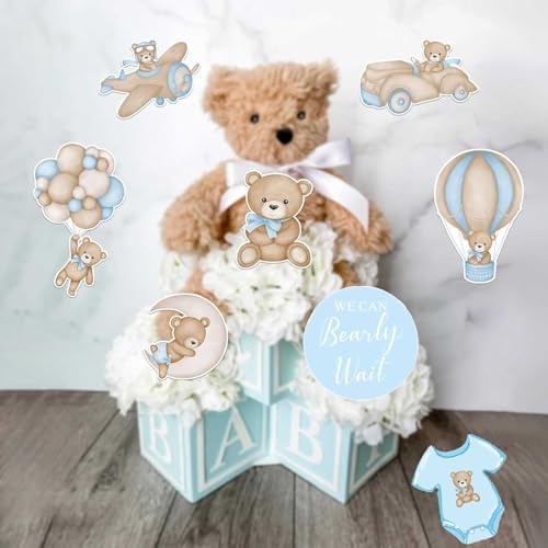 16Pcs Bear Baby Shower Cake Toppers with Sticks