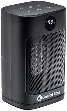 Comfort Zone Quiet Electric Space Heater with Thermostat Timer Remote Control