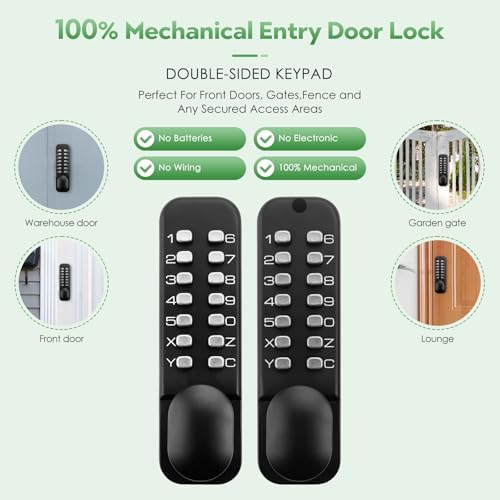 ANNFUZ 100 Mechanical Keyless Entry Door Lock Set Matte Black