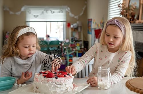 Happy Birthday Cake Topper Acrylic Black
