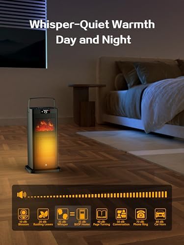 BJOP 2025 PTC Ceramic Space Heater with Flame Effect