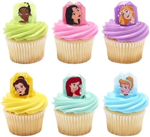 DecoPac Disney Princess Gemstone Cupcake Rings - 24 Pack