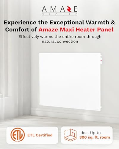 Amaze Heater 600W Convection Panel Wall Mount for Large Rooms