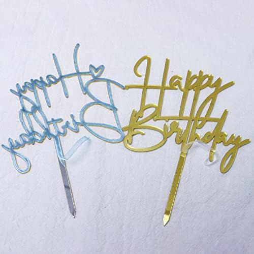 Gold Birthday Cake Topper 6pcs Acrylic Party Decorations