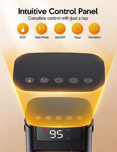 VAGKRI 1500W Electric Space Heater with Remote and 3 Modes