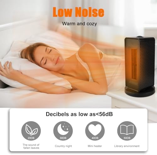 AUMIO 1200W PTC Electric Space Heater with Thermostat and 90 Oscillating