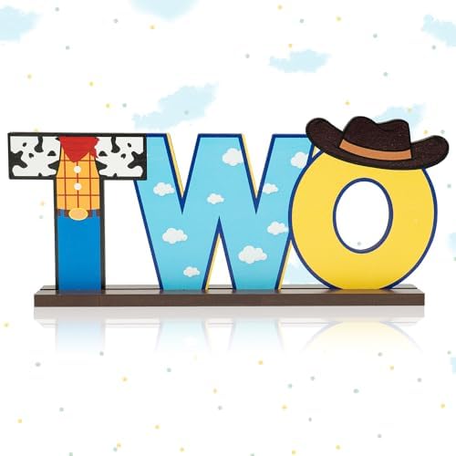 C1krint Cowboy 2nd Birthday Wooden Centerpiece