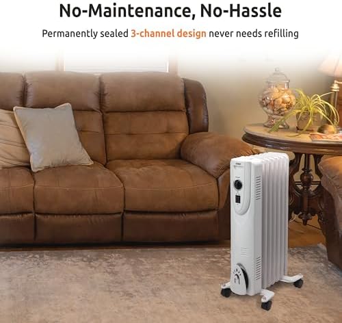 EZ-HEAT Oil-Filled Space Heater with Adjustable Thermostat and Safety Features