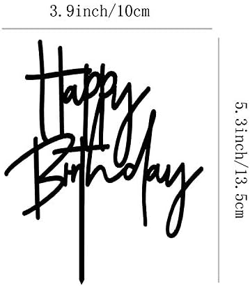 ZHENGYE DIY Happy Birthday Cake Topper Black Acrylic 1