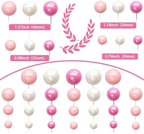 Ephlyn 30Pcs Foam Ball Cake Toppers for Parties