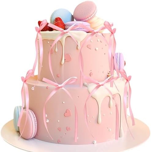 Gyufise 30Pcs Bowknot Cake Toppers Pink
