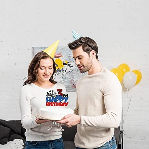 Happy 3rd Birthday Cake Topper Spider Cartoon Movie Themed