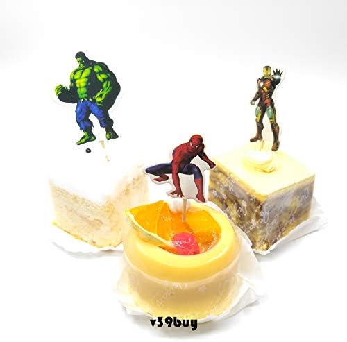 28pcs Superhero Cupcake Toppers - Non-Edible Birthday Party Decoration