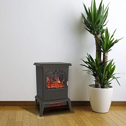 LifeSmart 1100 Watt Electric Infrared Heater with Wood Flame Effect