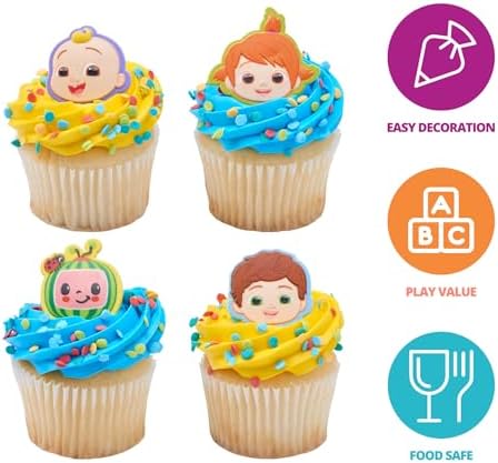 DecoPac CoComelon Cupcake Rings - 24 Pack with JJ YoYo TomTom