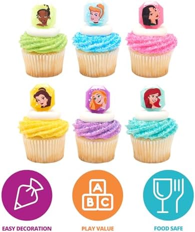 DecoPac Disney Princess Gemstone Cupcake Rings - 24 Pack