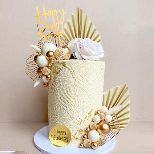 LEFUBABY White Gold Cake Toppers Set