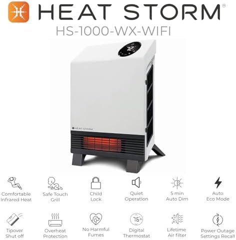 Heat Storm Wave Infrared Wall Heater with Remote Control and Thermostat