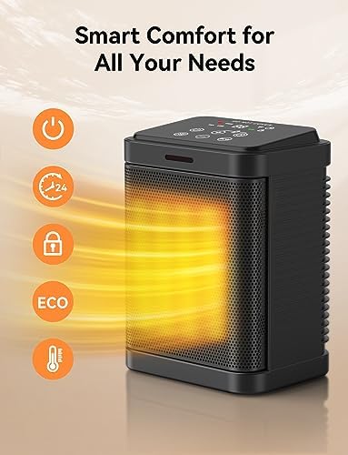 Pereysi 1500W PTC Ceramic Space Heater with 4 Modes and 24H Timer