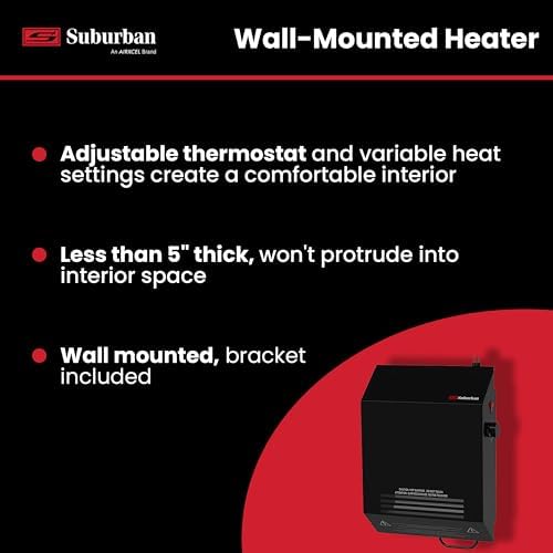 Suburban Wall Mount Electric Heater - Black