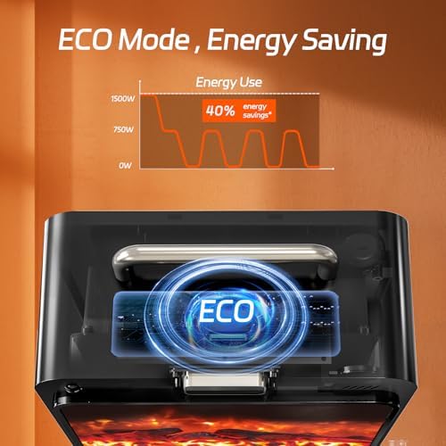 Feculs Electric Fireplace Heater with 3D Flame and Remote Control
