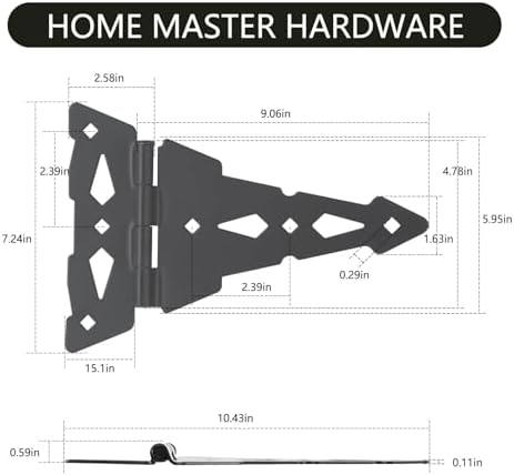 8 Inch Decorative T-Hinge 4 Pack Black Finish