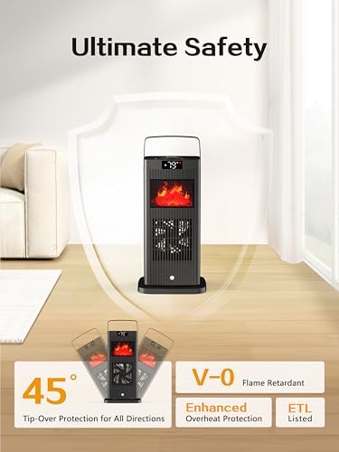 BJOP 2025 PTC Ceramic Space Heater with Flame Effect