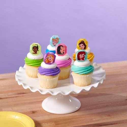 DecoPac Disney Princess Gemstone Cupcake Rings - 24 Pack
