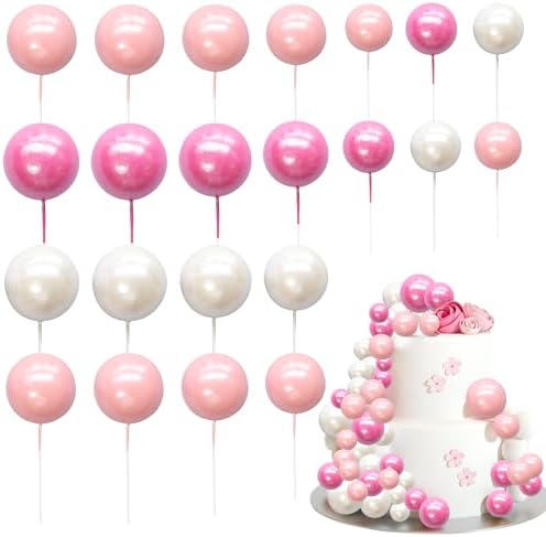 Ephlyn 30Pcs Foam Ball Cake Toppers for Parties