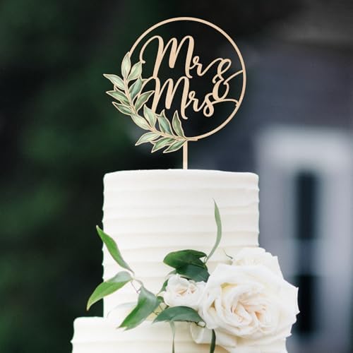 Mr Mrs Cake Topper Wood Greeny Design Wedding