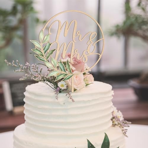 Mr Mrs Cake Topper Wood Greeny Design Wedding