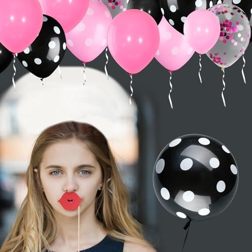 75 Piece Mouse Balloons Party Decor Set Pink Black