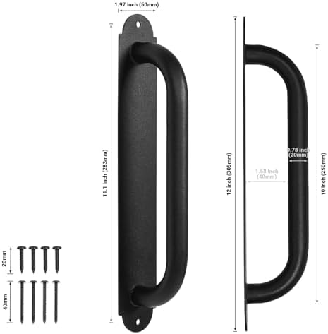 Purife 12 Black Gate Handles 2 Pack Heavy Duty