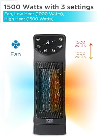 BLACKDECKER Oscillating Desktop Heater with Remote and Adjustable Thermostat