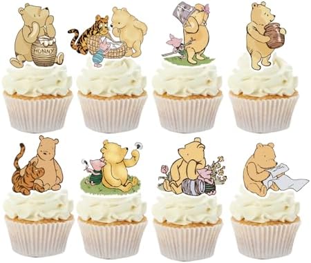 48 Pcs Classic Winnie Cupcake Toppers Baby Shower Decor