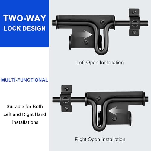 HTHOOOOOME Slide Bolt Gate Latch with Padlock Hole