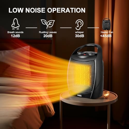 ASZ Compact Electric Space Heater with Thermostat and 2 Heat Settings