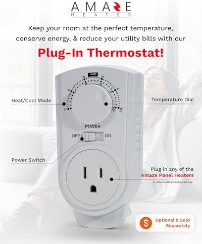 Amaze Heater 600W Convection Panel Wall Mount for Large Rooms