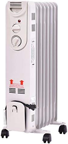 GOFLAME 1500W Oil Filled Radiator Heater with Wheels and Adjustable Thermostat