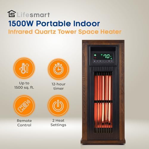 LifeSmart Tower Heater 1500W 23 Infrared Space Heater