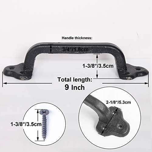 WEBI 9 Inch Cast Iron Gate Handle 2 Packs