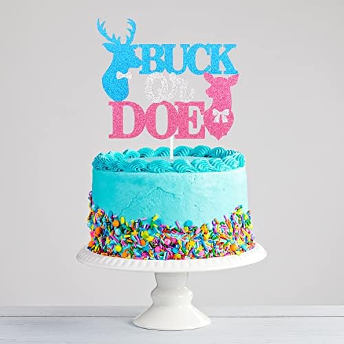 Caiwowo Buck Or Doe Baby Shower Cake Topper - Blue Boy Or Pink Girl