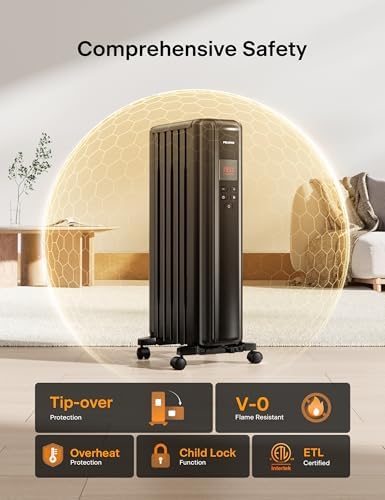PELONIS 1500W Oil-Filled Radiator Heater with Remote