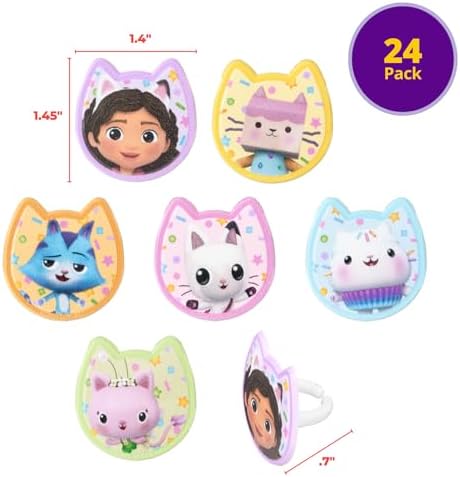 DecoPac DreamWorks Gabbys Dollhouse Cupcake Rings - 24 Pack