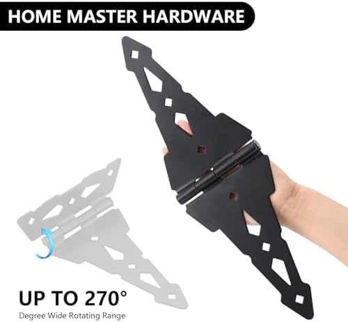 HOME MASTER HARDWARE 8 Inch Gate Hinges 6 Pack Black