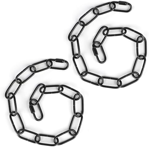 2 Pcs Gate Chain Lock with Carabiner Black Steel