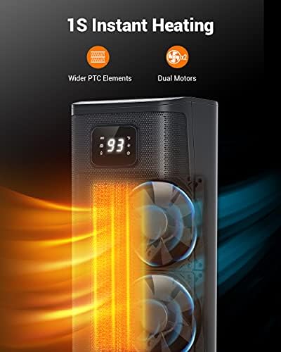 KopBeau 1500W Oscillating Space Heater with Thermostat and Remote 1