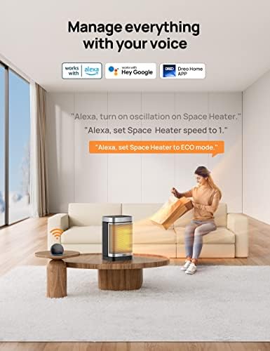 Dreo 1500W Smart Space Heater with WiFi Oscillation Thermostat