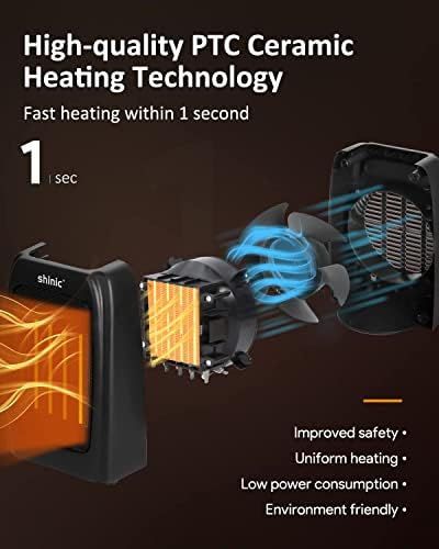 Shinic 1s Fast Heat White Electric Space Heater