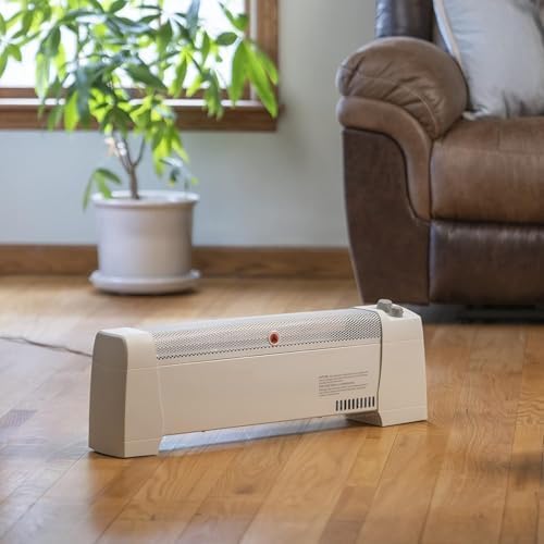 EZ-HEAT 1500W Baseboard Space Heater with Thermostat Dent-Proof Panels Safety Features